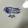 Sello trasero del Plato Anciana Leyendo, marca Bock Frères La Louvière Belgium Delft, decoración vintage belga de los años 50.