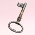Llave antigua de forja con diseño clásico y acabado envejecido, perfecta para añadir un toque histórico a la decoración del hogar.