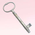 Rara llave antigua de forja en metal envejecido, ideal como elemento decorativo vintage para interiores del hogar.
