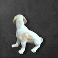 Vista trasera de la figura de perro manchado en porcelana fina Nao Lladró, destacando su diseño detallado y realista.