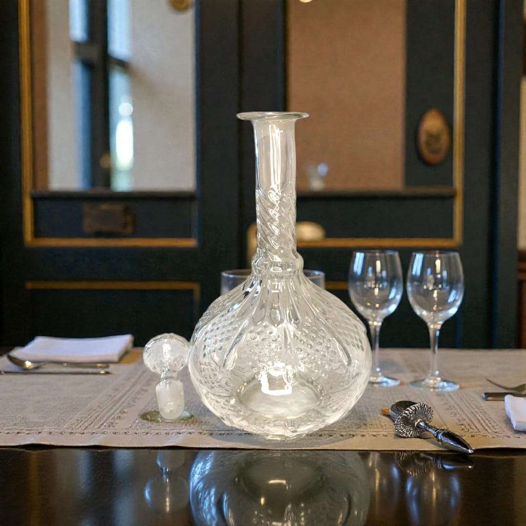 Licorera de cristal con tapa elegante para decoración y conservación en mesas formales