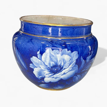 Florero vintage Villeroy & Boch azul floral decorativo