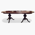 Mesa comedor de caoba clásica con doble pedestal para decoración