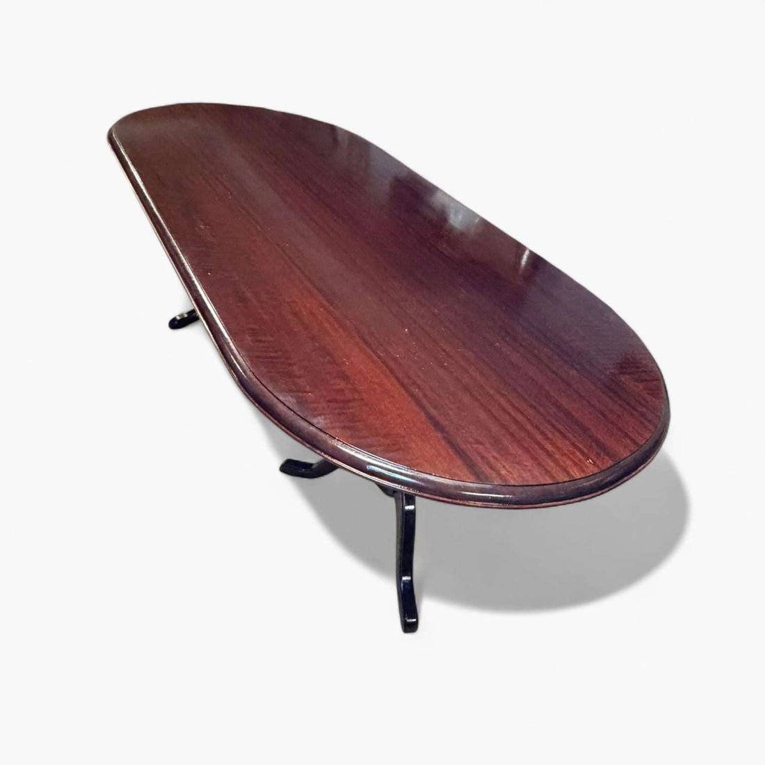 Mesa comedor de caoba clásica con doble pedestal para decoración