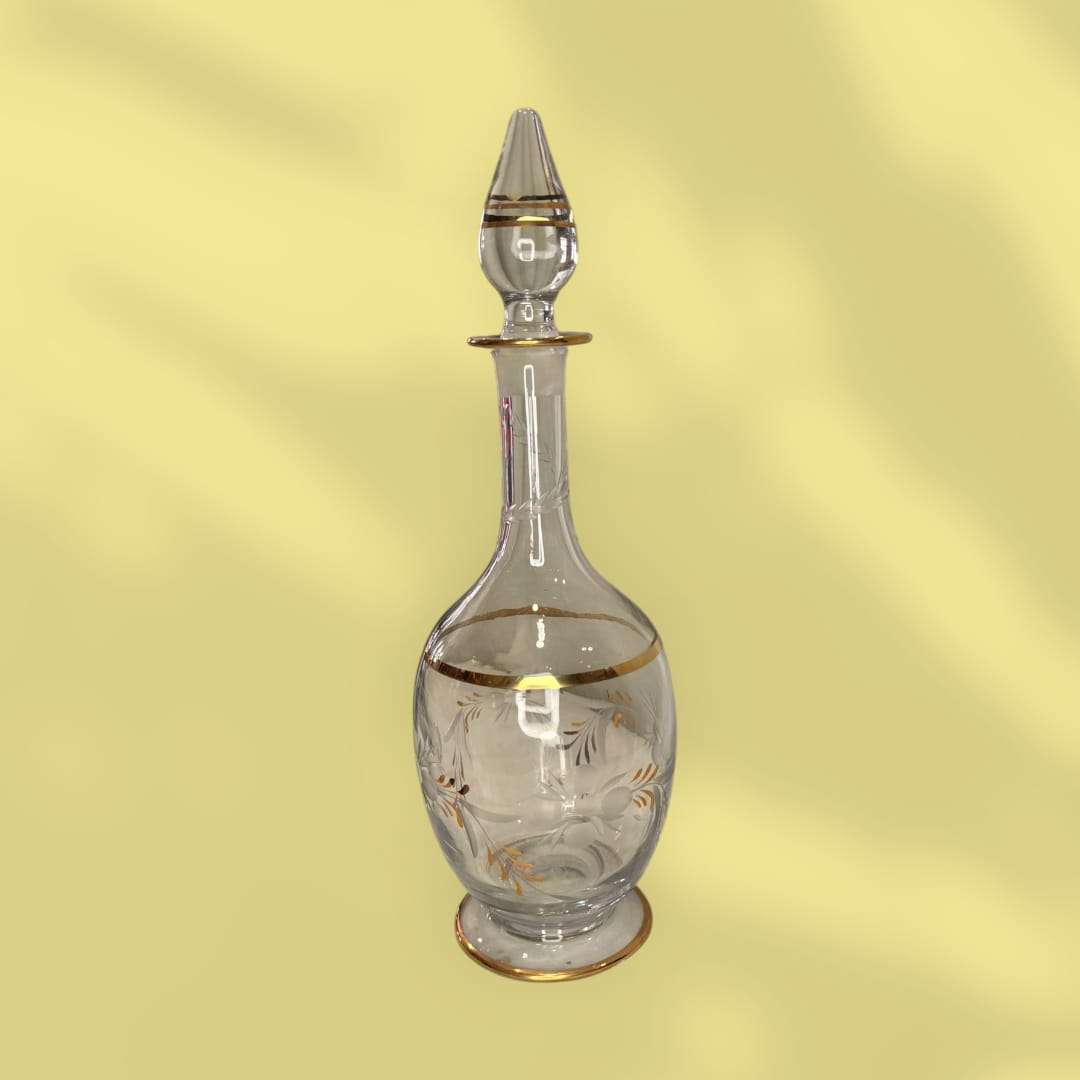 Licorera de cristal con hilo dorado tallado elegante para decoración en hogar y jardín