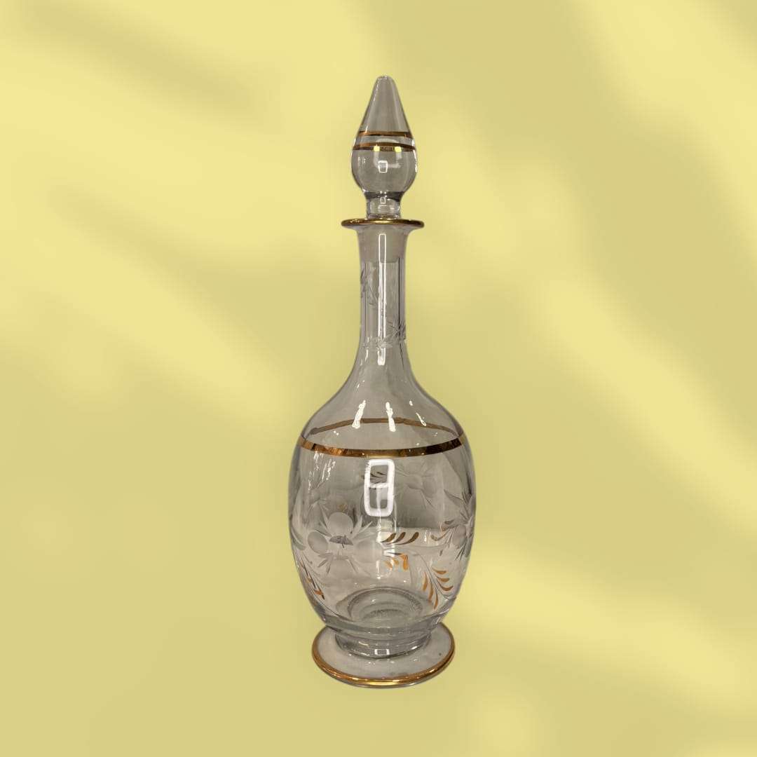 Licorera de cristal con hilo dorado tallado elegante para decoración de hogar y colección