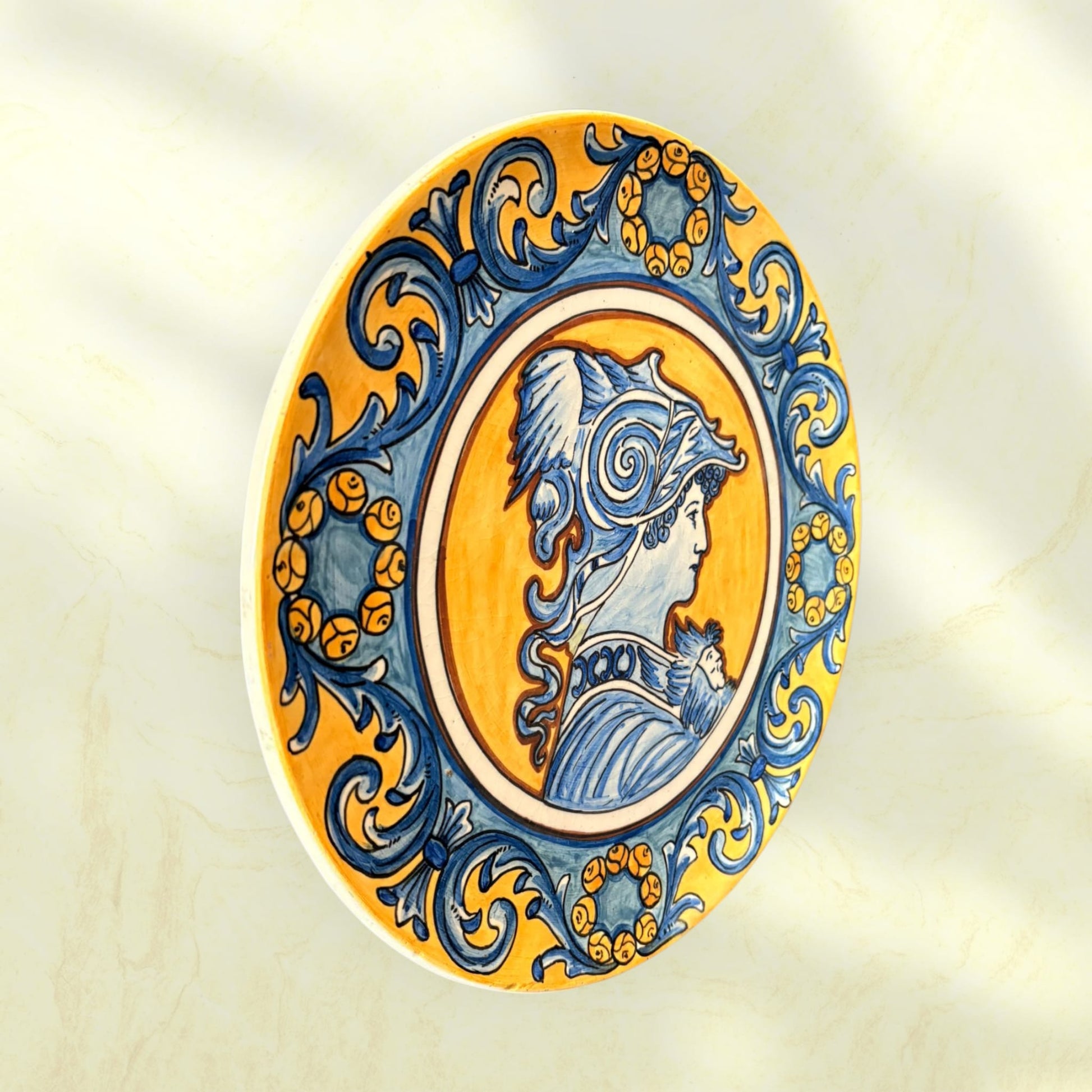 Platos renacentistas de cerámica pintados a mano, decorativos y antiguos para pared o colección