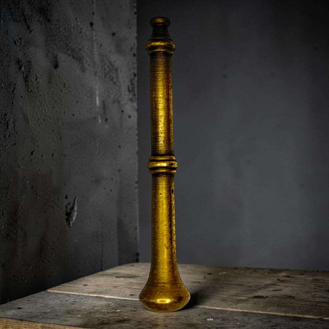 Mortero antiguo de bronce decorativo y funcional en estilo rústico
