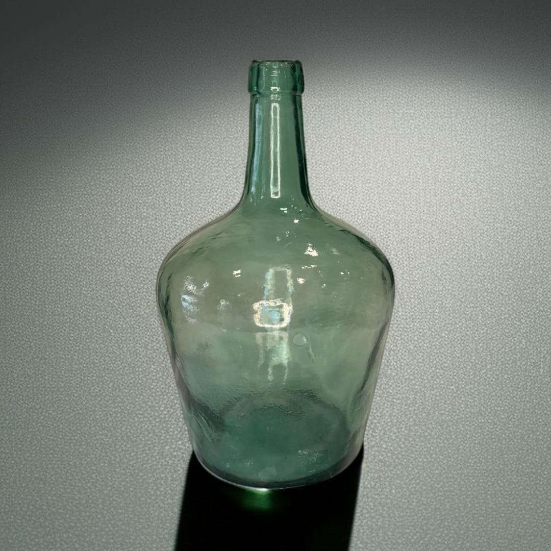 Damajuana antigua de cristal verde decorativa para decoración vintage en hogar y jardín