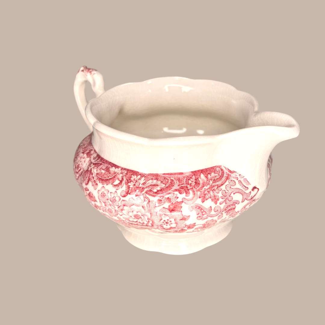 Salsera antigua La Cartuja Pickman loza roja decorativa y funcional para mesa clásica