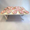 Vajilla inglesa Ironstone roja antigua de porcelana en decorativa colección