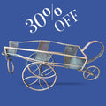 Portabotellas de cobre en forma de carro elegante vintage con diseño decorativo, ideal para bodegas o mesas, en promoción del 30% OFF.