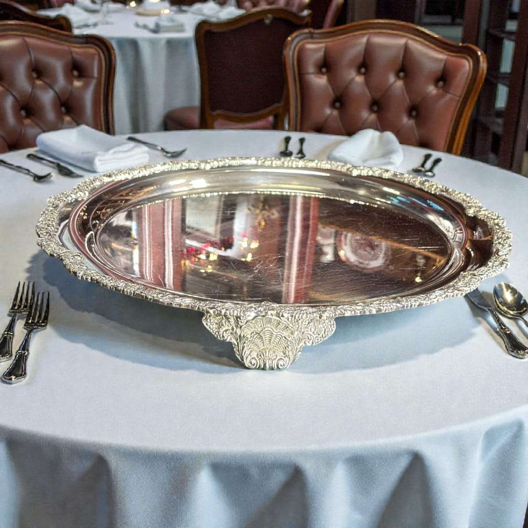 Centro de mesa de metal plateado elegante