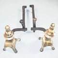 Morillos de bronce y hierro vintage – elegancia clásica única con diseño del siglo XIX, ideales para decoración de chimeneas en hogares elegantes.