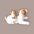 Parte trasera de figura Jack Russell Terrier - Porcelana Realista con cachorro. Pieza artesanal ideal para colecciones y decoración temática de animales.