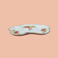 Plato irregular de porcelana inglesa James Kent (Old Foley) con bordes dorados y diseño floral pintado a mano, ideal para decoración vintage.
