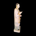 Vista lateral izquierda de la figura de San Mathurin en terracota, con detalles artesanales y acabado envejecido para decoración espiritual.