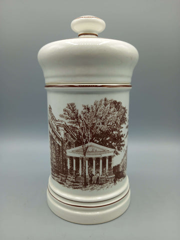 Tarro de porcelana único - Exclusivo y de alta calidad con diseño clásico de paisaje arquitectónico en tonos marrones. Ideal para decoración elegante.