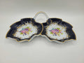 Entremesera Limoges - Obra maestra de porcelana pintada a mano, diseño floral con bordes dorados, 24x15 cm, ideal para decoración elegante.