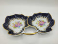 Entremesera Limoges - Obra maestra de porcelana pintada a mano, diseño floral con bordes dorados, 24x15 cm, ideal para decoración elegante.