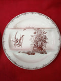 Entremesera de porcelana de excelente calidad con diseño floral y laúd en tonos marrones, ideal para decorar tu hogar con estilo clásico.