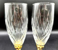 Copas de Champan de Cristal Tallado con Oro de 24K con diseño elegante y base dorada, ideales para decoración de bodas y celebraciones especiales.