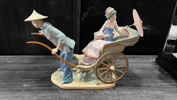Figura de porcelana Lladró Paseo en China con geisha en rickshaw, detalles pintados a mano. Decoración elegante para el hogar. Envío gratis.