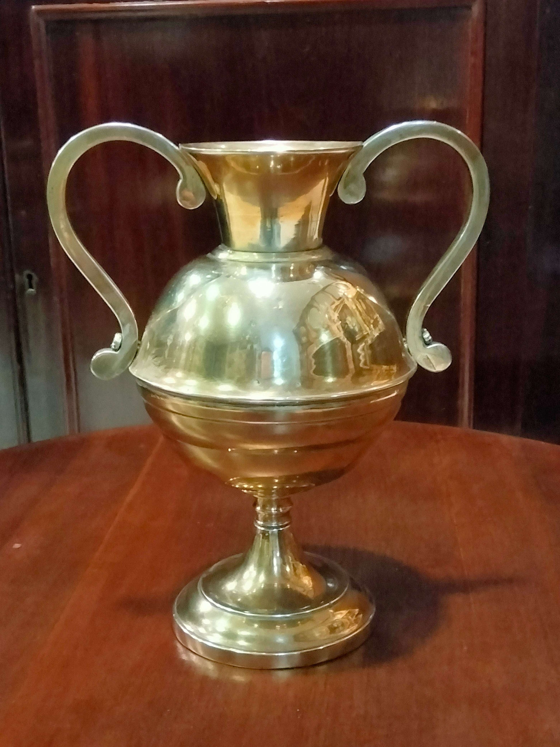 Ánfora antigua de bronce con detalles elegantes y acabado brillante, pieza decorativa exclusiva para coleccionistas y amantes de lo clásico.