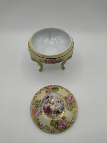 Polvera de Porcelana Francesa Pintada a Mano | Elegancia Antigüa